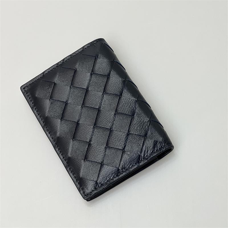 Handmade Woven Leather Wallet+folding Change Bag Card Holder Grid Sheepskin Business Fashion Card Holder Card Holder