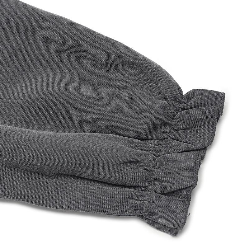 Women's Solid Color Ruffled Long Sleeve Loose Collar Dress