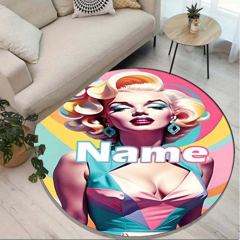 Custom Name Personalized Singer Print Round Rug, Versatile Home Decor Carpet, for Playroom, Apartment, Balcony, Entryway, Hallway Gift