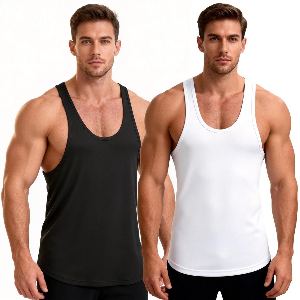 Summer Men's Y-Back Muscle Tank Tops Quick Dry Sleeveless Gym Workout Shirt Bodybuilding Training Fitness Stringer Vest