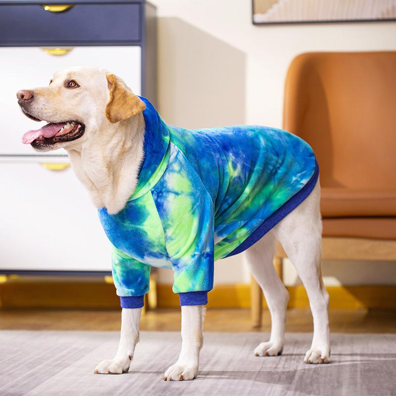 Pet Clothes Autumn Winter New Clothing Poodle Golden Retriever Labrador Medium Large Dogs Fashionable Tie Dye Two Legged Hoodie