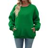 Women's Casual Fashion Long Sleeve Solid Color Round Neck Sweatshirt Top With Pocket