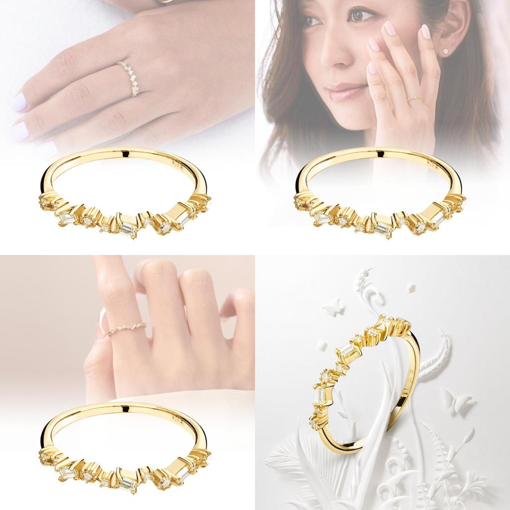 Элегантное геометрическое кольцо с цирконами, покрытое 18-каратным золотом, для женщин. Потрясающее обручальное украшение