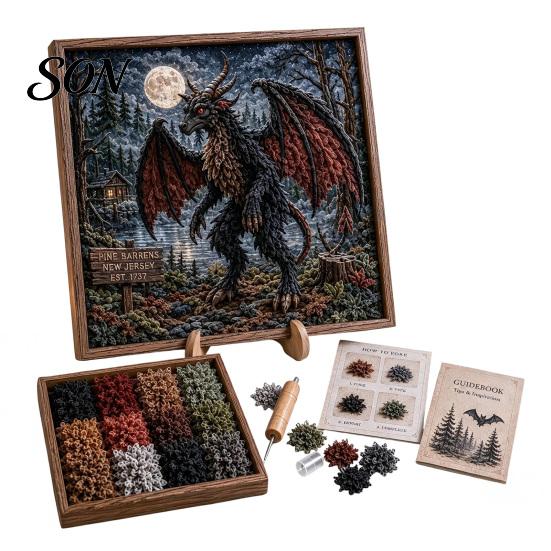 Decorative Desktop Artwork 3D DIY Fabric Poke Art Kit, Creative Handmade Craft Set, Fantasy Forest Kits for Beginners Animals Pressing Kit Adults