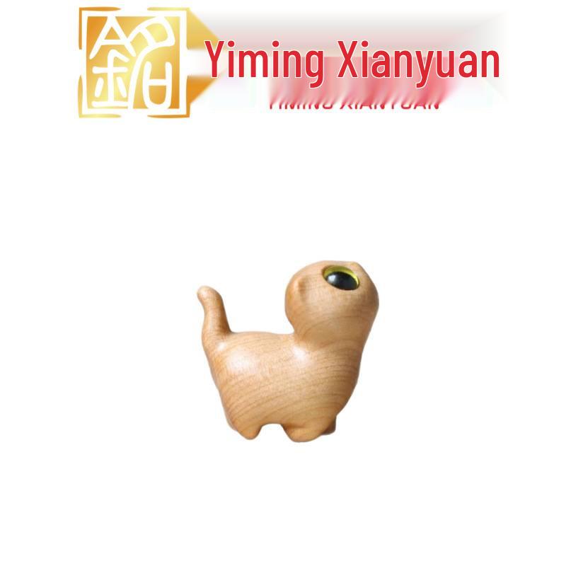 И Мин Резная деревянная кошка из кипариса Карманное украшение