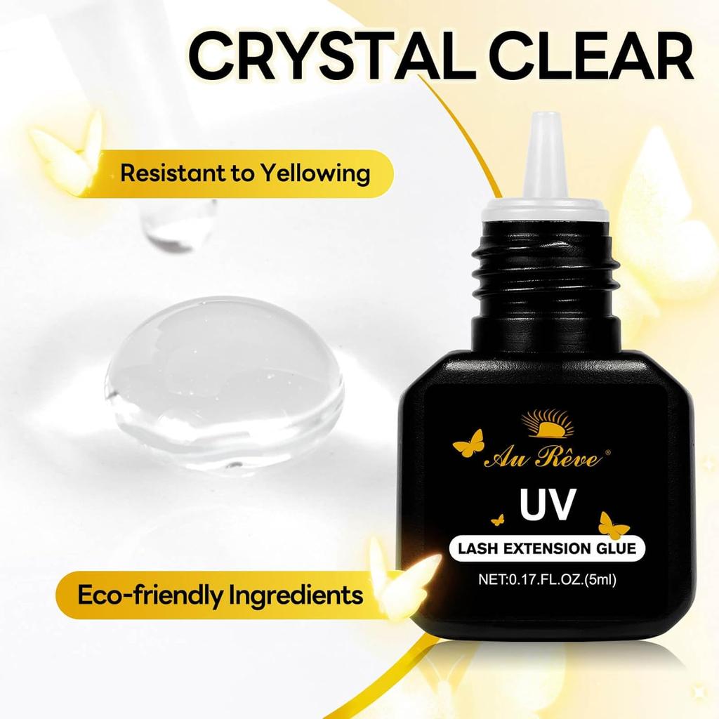 UV Eyelash Glue UV Glue 5ml UV DIY Lash Extensions Glue Light Curing Eye Lash Glue UV Lash Glue Adhesive 1-Second Quick-Drying Waterproof No Lash