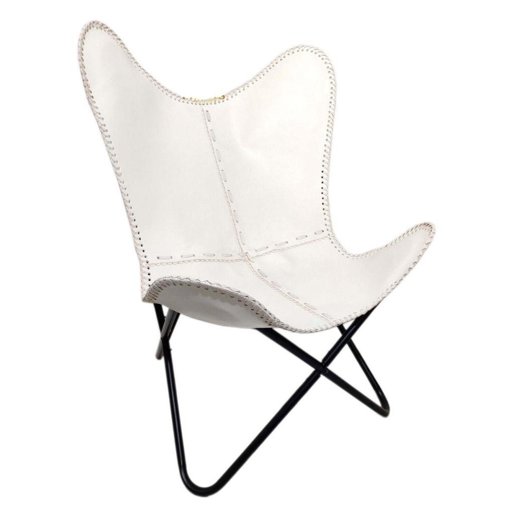 Стул кожаного офиса Хандмаде белого кожаного стула бабочки удобный