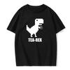 Mosaic Tyrannosaurus Rex Loves Tea Funny Printing Mens T-Shirt Cotton Loose Tees Cotton Oversized Streetwear Breathable T-shirt