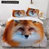 Animal Fox Bedding Set King Queen Size 3D Lovely Orange Fennec Fox Duvet Cover for Kids Teens Adults Bedroom Decor Quilt Cover