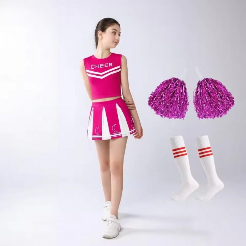 Girls Cheerleading Dress Set Kids Performance Outfit School Sports Games Stage Dance