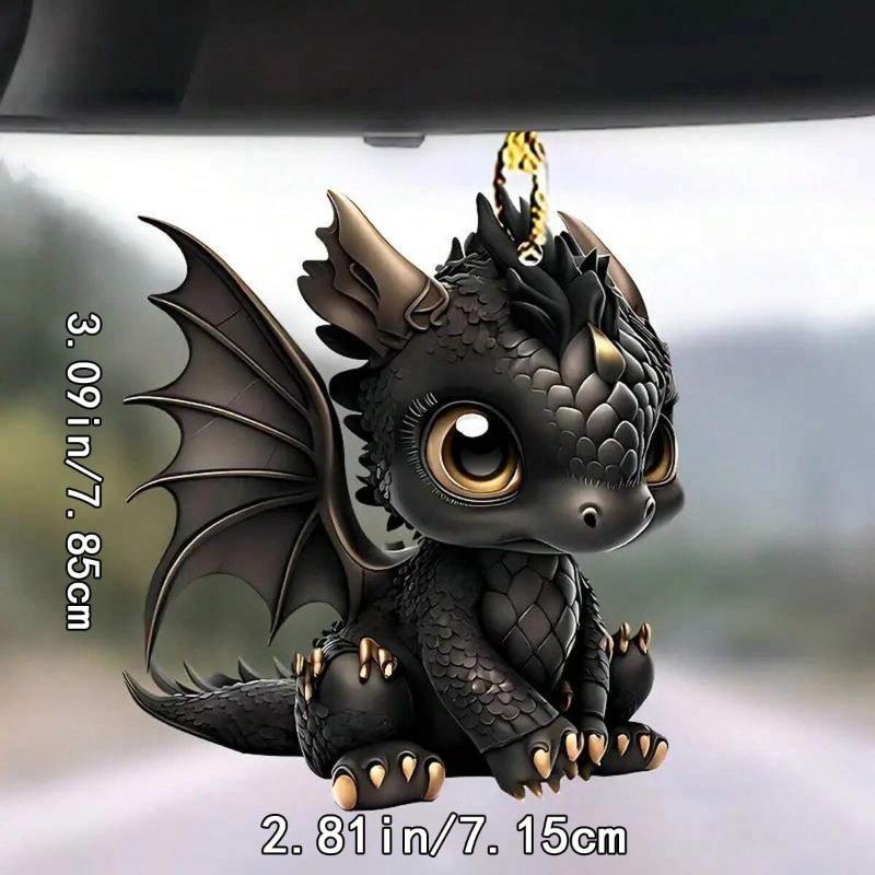 Акриловый декоративный кулон «Черный дракон», автомобильные аксессуары, украшение для внутреннего зеркала заднего вида, рождественская елка, 2D-плоский кулон, сумки и брелки