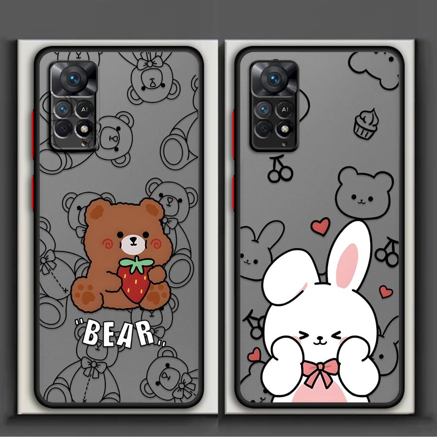 Чехол для Xiaomi Redmi Note 15 Pro 14 11 A4 14C 12 13 10 13C 9S Funda Задняя крышка телефона Мультяшный Медведь Кролик