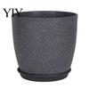 Drainage System Planters for Home Modern Plant Pot with Saucer, Gray Flower Decor Pots Entryway Holes, Stone-Look Planter Indoor Outdoor Plants Sturdy