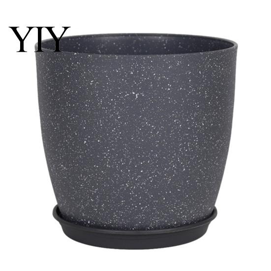 Drainage System Planters for Home Modern Plant Pot with Saucer, Gray Flower Decor Pots Entryway Holes, Stone-Look Planter Indoor Outdoor Plants Sturdy