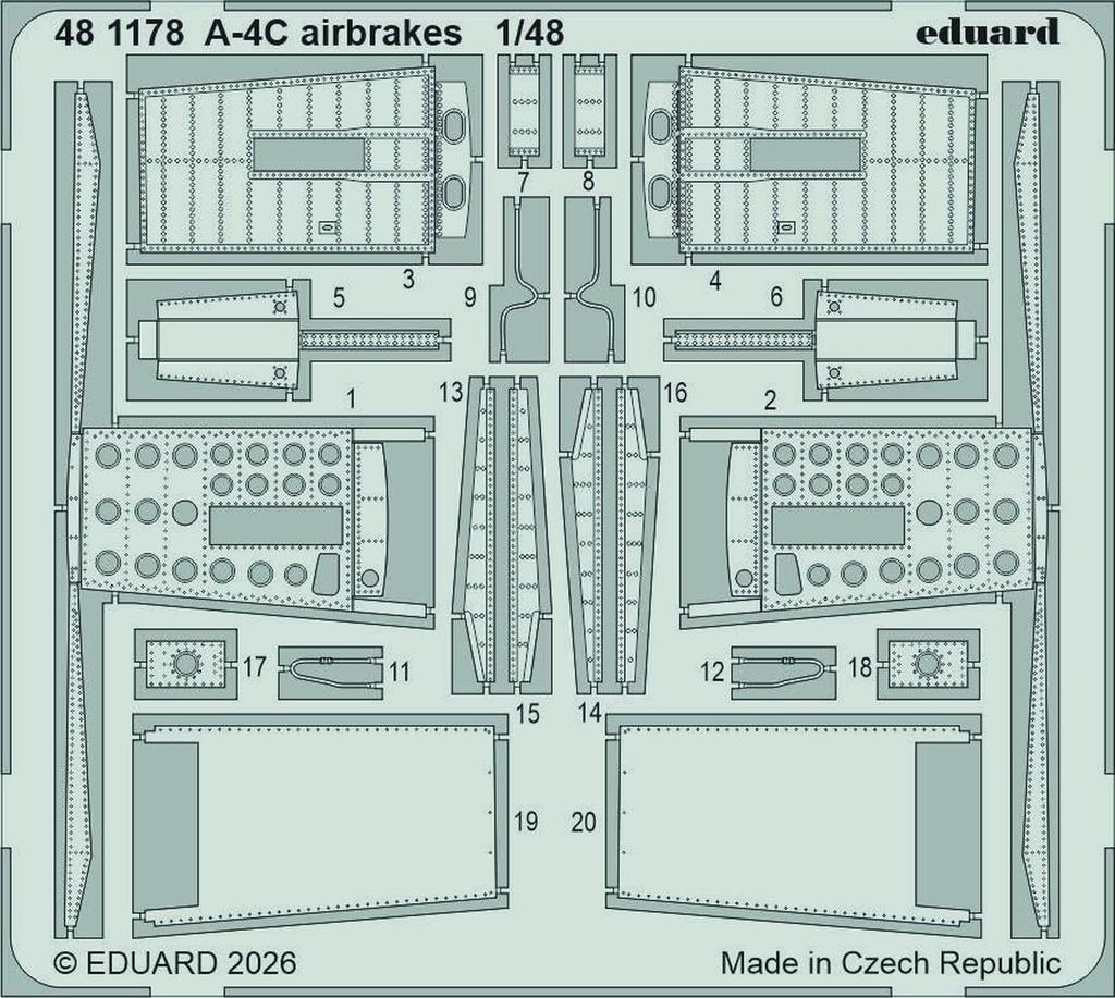 Eduard 1/48 A-4C Skyhawk Тормозные щитки Травленые детали (для Hobby Boss) Пластиковые детали для сборки модели EDU481178 (Самолет)