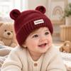 Solid Color Bear Ear Baby Hat Warm Cartoon Baby Cap New Infant Knit Beanie  Winter
