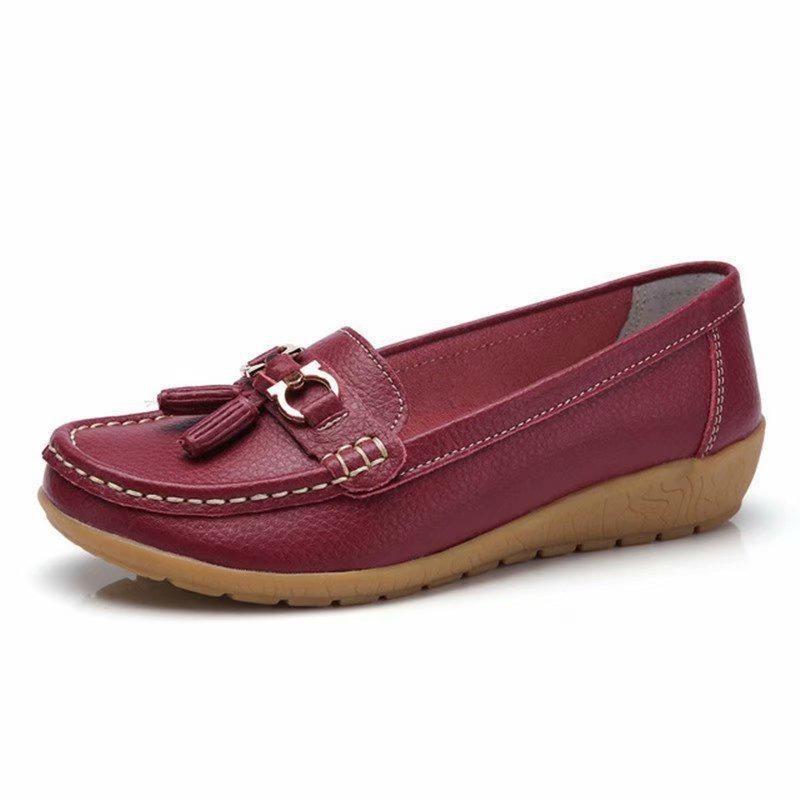 Women Flats Dance Shoes Leather Breathable Moccasins Women Boat Shoes Ballerina Ladies Casual Shoes Sneakers Women Nurse Shoe