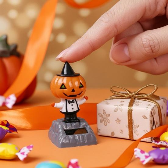 Halloween Solar Car Cartoon Swaying Car Dashboard Decor Funny Solar Swing