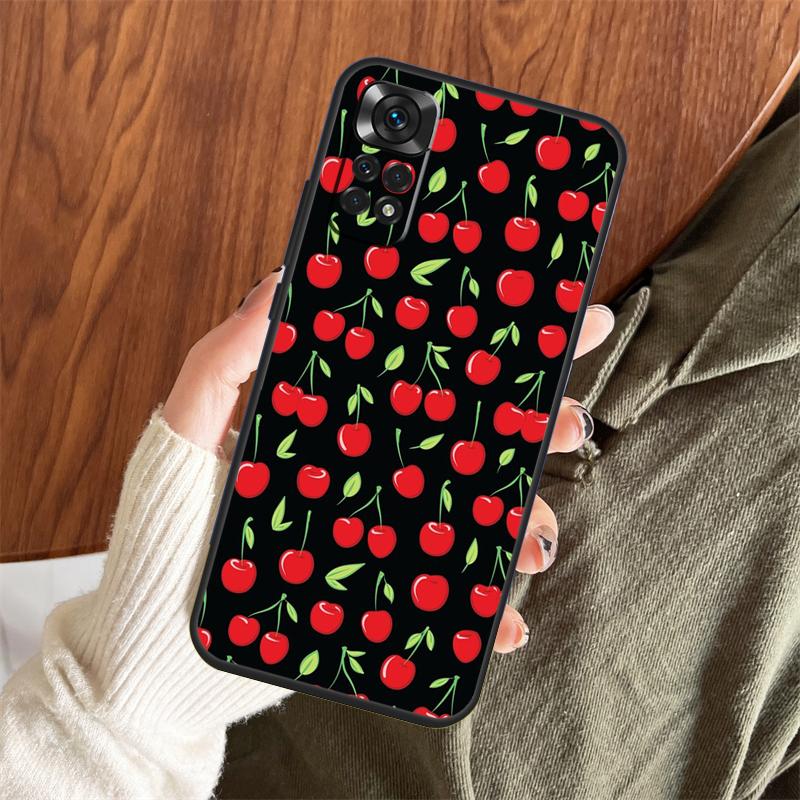 Чехол с рисунком еды, фруктов, красной вишни для Xiaomi Redmi Note 14 Pro 13 12 11 10 15 Pro Plus Redmi 15 C 13 10C 12C 14C 13C