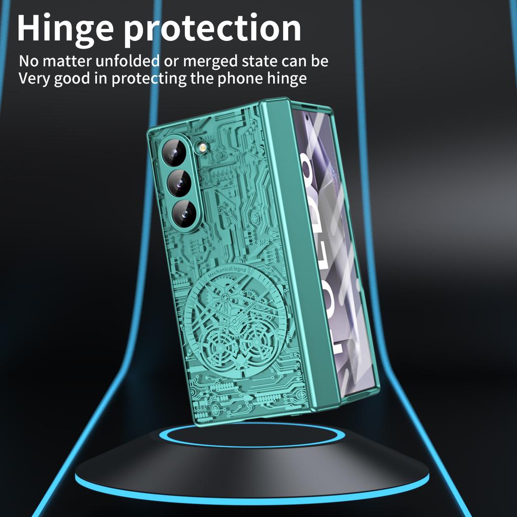 Серия Mechanical Legend для Samsung Galaxy Z Fold6 5G Чехол Гальванизированный ПК Чехол для телефона с защитной пленкой