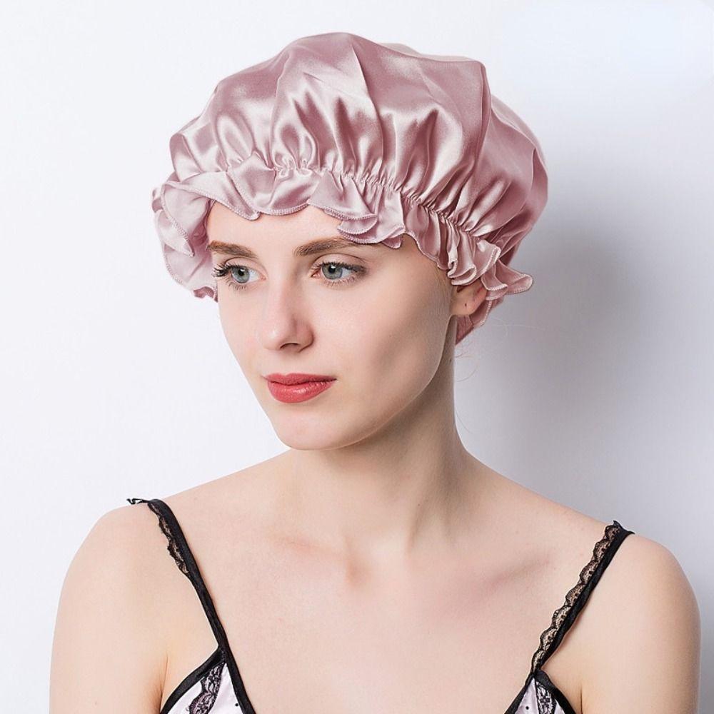 Elastic Large Silk Sleeping Cap Fashion Hair Loss Hats New Women Hair Bonnets
