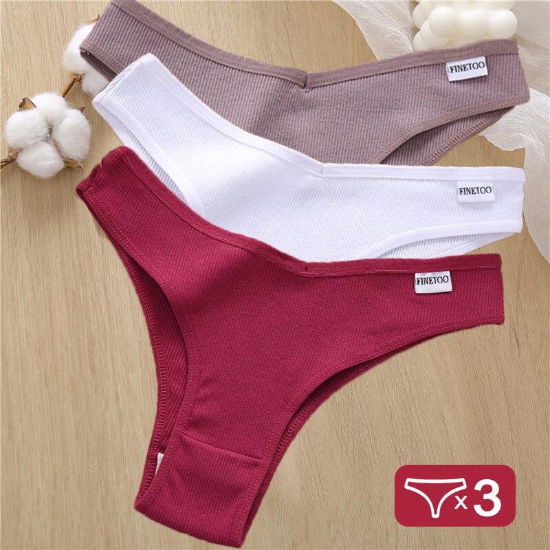 3PCS/Set Cotton Lingerie Panties Sexy Underwear Women Briefs Tangas Female Underpants Pantys Thong Panties Bikini Solid 6 Color