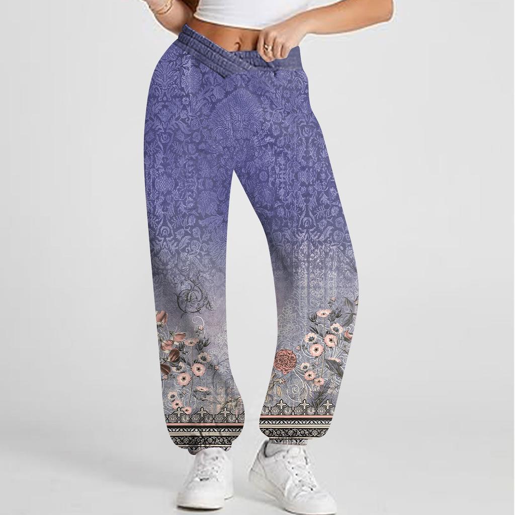 Women's Casual Fashion Printed Sweatpants Sweatpants Trousers Elastic Waisted Drawstring Pants
