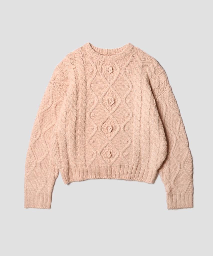 TTUDEMENT Chunky Cable Knit Light Pink
