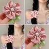 Hair Tie Handmade Satin Flower Decor Hair Tie with Imitation Pearls Large Elastic Soft Hair Band Autumn Winter Hair Accessories