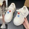 Платформенные белые женские туфли 2025 весна новые универсальные повседневные спортивные кеды популярная ниша большой дизайн туфли-хлебцы