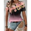 Summer Women's T Shirt Tee Floral Casual Holiday 3d Print Color Gradient Short Sleeve Tees Fashion Crew-Neck T Shirts for Women