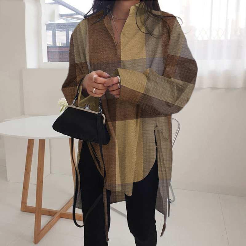 GMXIA Свободная утягивающая рубашка на шнуровке с короткой передней частью и длинной спиной