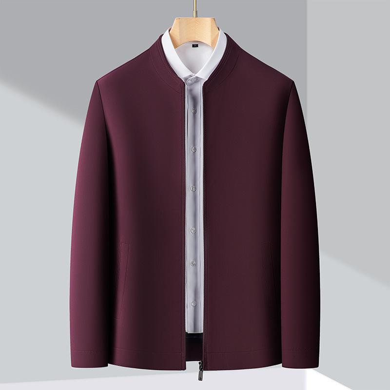 Men's Mulberry Silk Jacket Spring and Autumn New Business Casual Versatile Daddy Stand-up Collar Top for Men