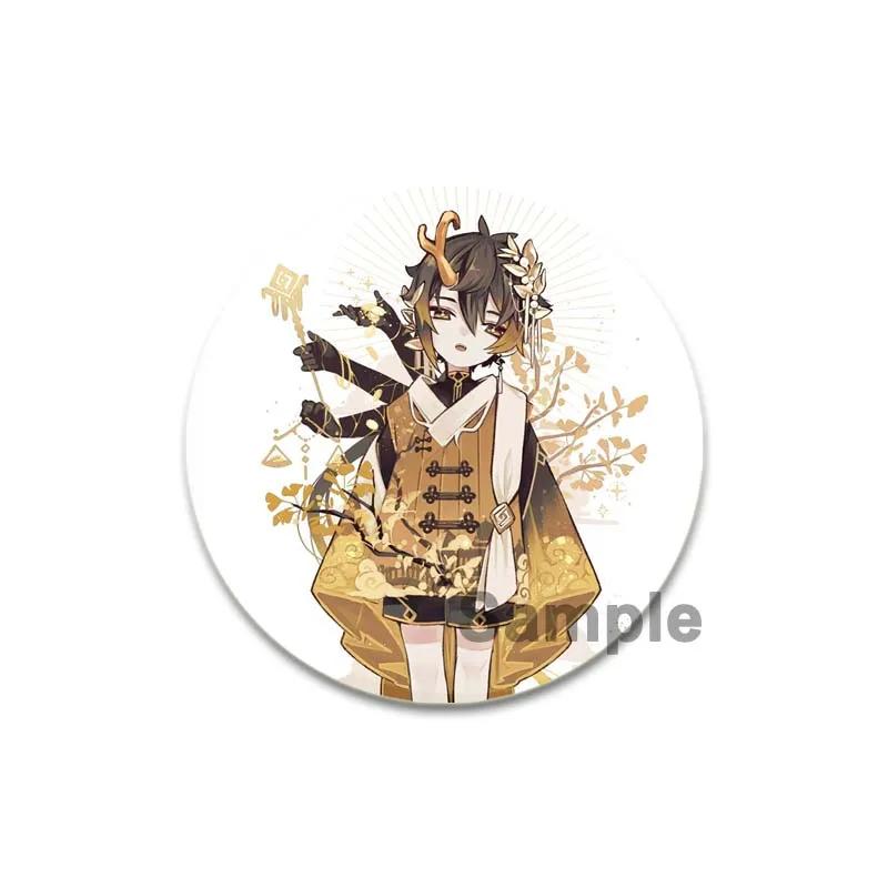 32/44/58mm Anime Genshin Impact Badge Zhongli Cartoon Brooches On Backpack Clothes Handmade Round Enamel Pins for Jewelry Gift Accessories