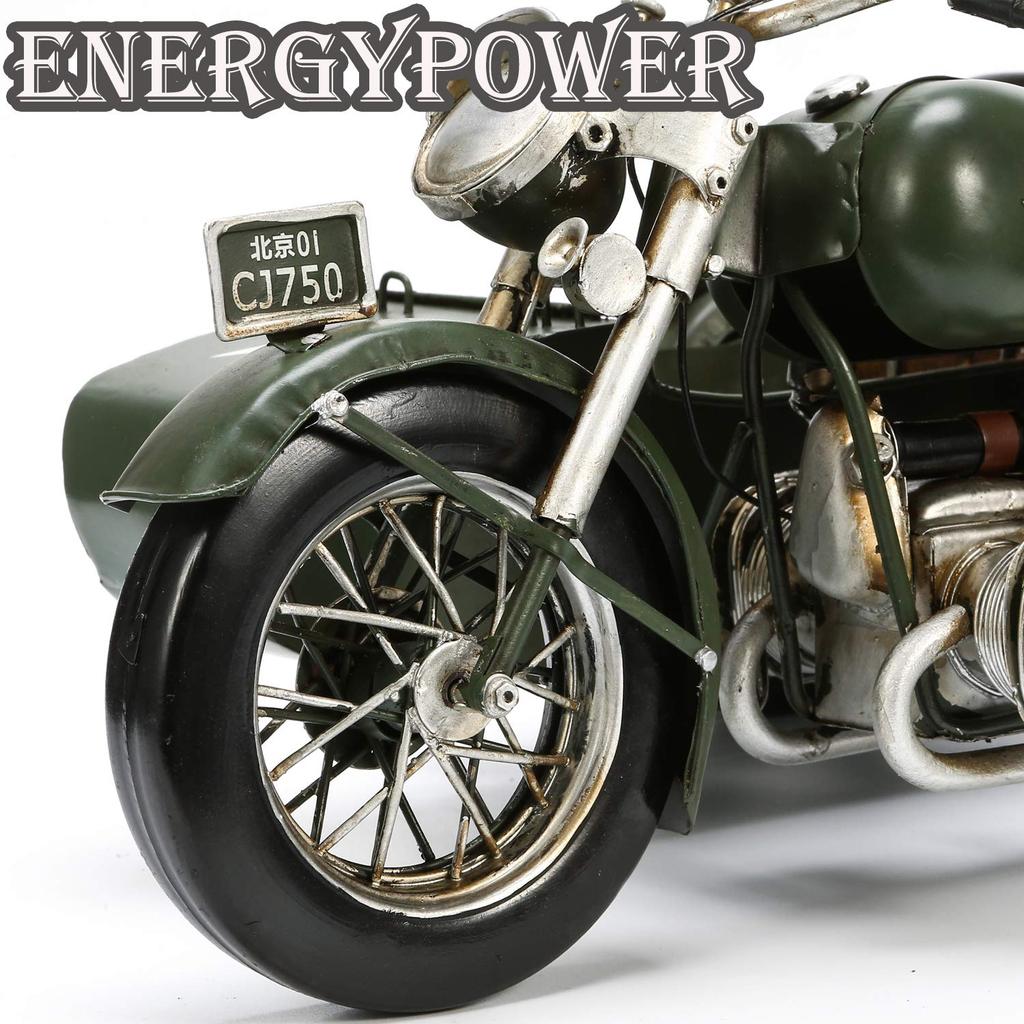 EnergyPower Changjiang 750 Vintage Bike 36cm Large Size Steel Model Deluxe Edition Handmade Finished Product Scale Retro Motorcycle Sidecar Military