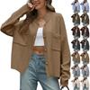 Women's Solid Color Round Neck Bat-Sleeve Knitted Cardigan Button Sweater