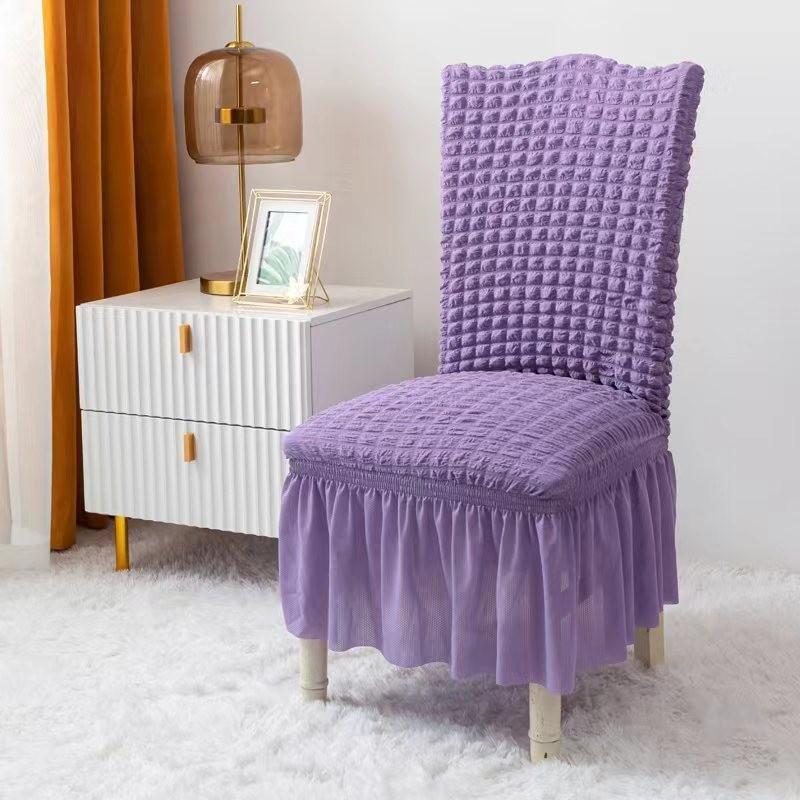Универсальный эластичный чехол-сирсакер для обеденного стула, чехол с юбкой, съемные чехлы для стульев Парсонс