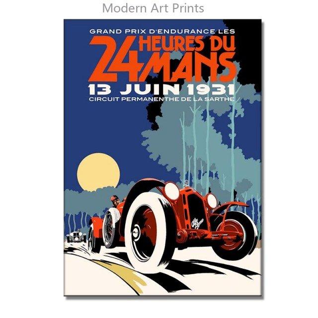 24 часа Ле-Мана Холст Постеры Принт Фотографии спортивных автомобилей Винтажные Картины для настенного искусства для декора дома, гостиной, бара Без рамы