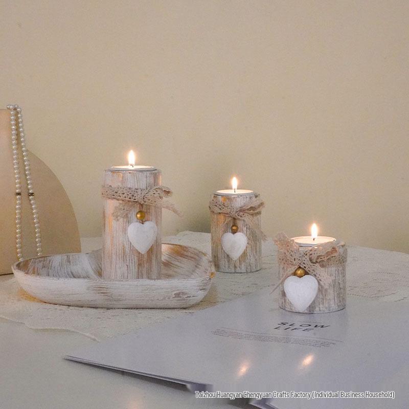 Деревянный поднос-подставка для свечей в форме сердца, набор для домашнего декора на День святого Валентина