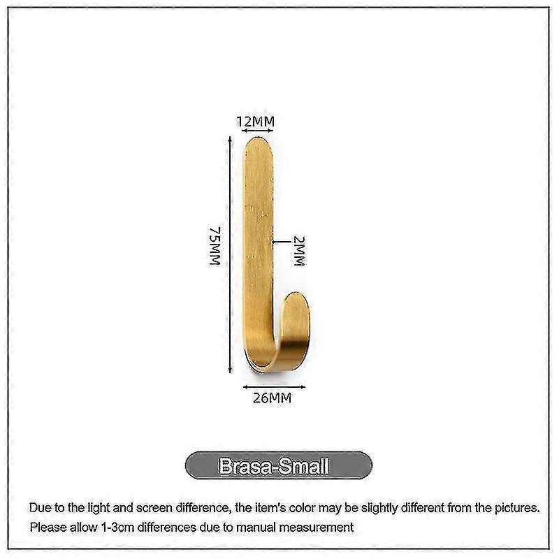 8pcs Self-adhesive Non-drilling Brass Hooks
