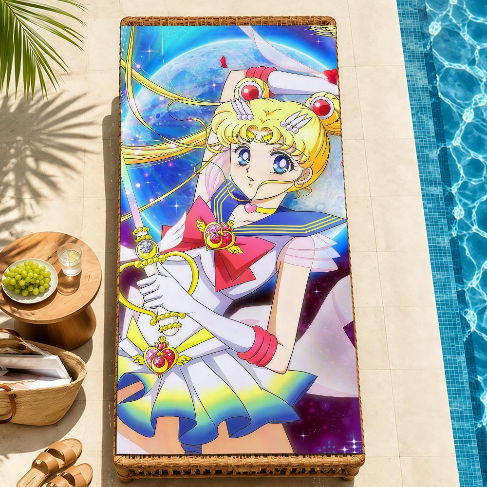 anime cartoon cute S-SailorS M-Moon FK Towel Pool soft Beach Towels Trip swim bath Towel Gym Spa home room Decor Holiday Gift