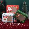 4pcs With Window Christmas Gift Boxes Snowman Design Opening Candy Packaging Bakery Boxes Gingerbread Theme Paper Box