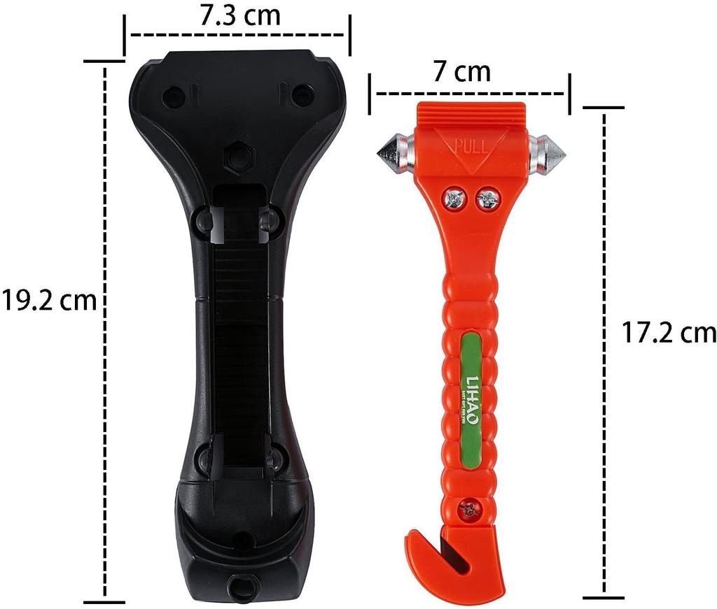 Аварийный молоток LIHAO, молоток для эвакуации, автомобильный молоток, набор из 2 шт. с фиксированным держателем, аварийный