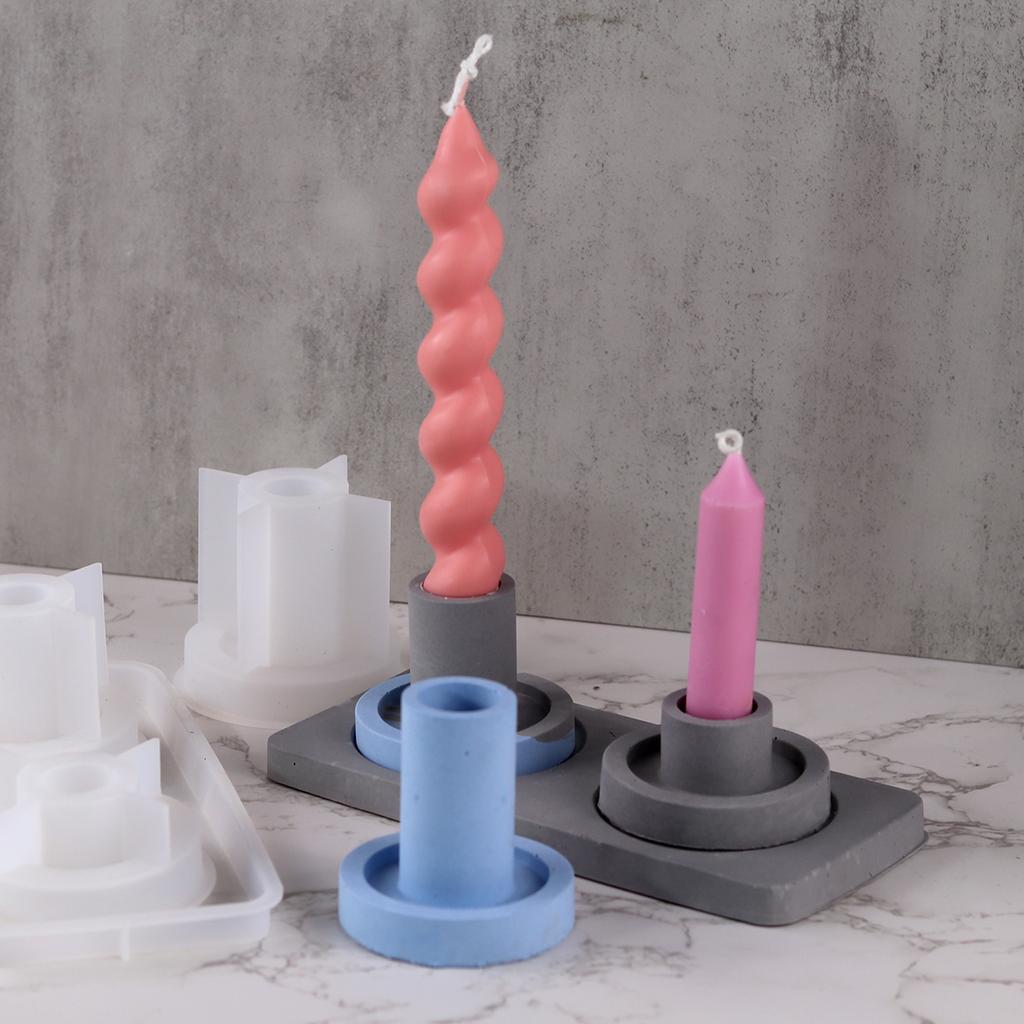 Cement Round Candlesticks Silicone Molds DIY Concrete Plaster Nordic Candle Holder Pottery Mould Home Decor Handicrafts Gift