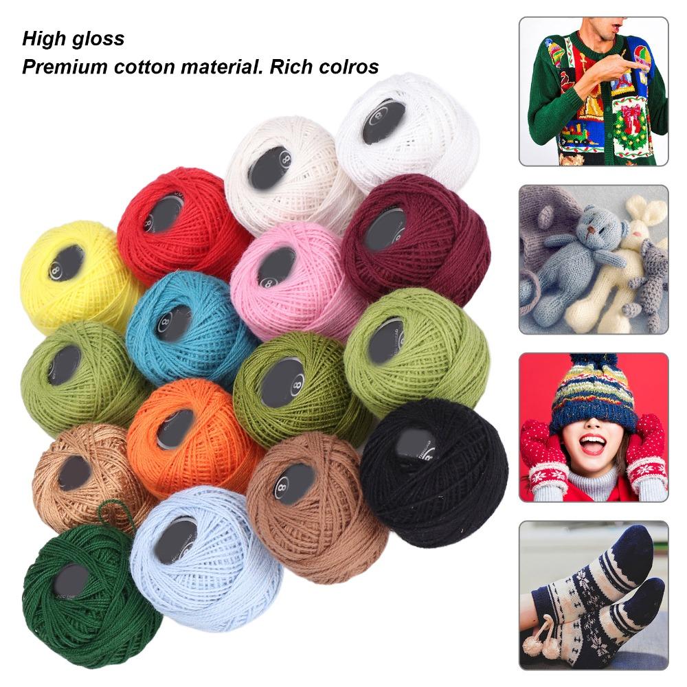 16pcs Natural Crochet Cotton Multi-Colors Jute Twine Rolls Durable Crochet Thread Present Wrapping