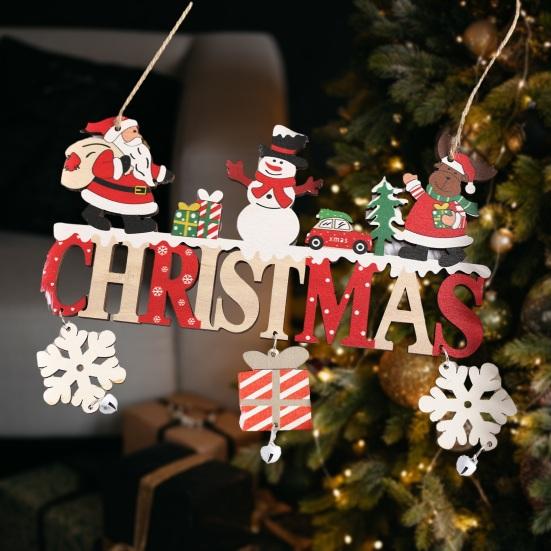 Christmas Wood Door Elk Outdoor Sign Santa Gnome Snowman Indoor Decoration Front Door Wall Hanging