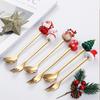 Рождественский набор из 2/4/6 вилок и ложек из нержавеющей стали, креативная посуда, подарочный набор вилок и ложек для кофе, чая, десерта