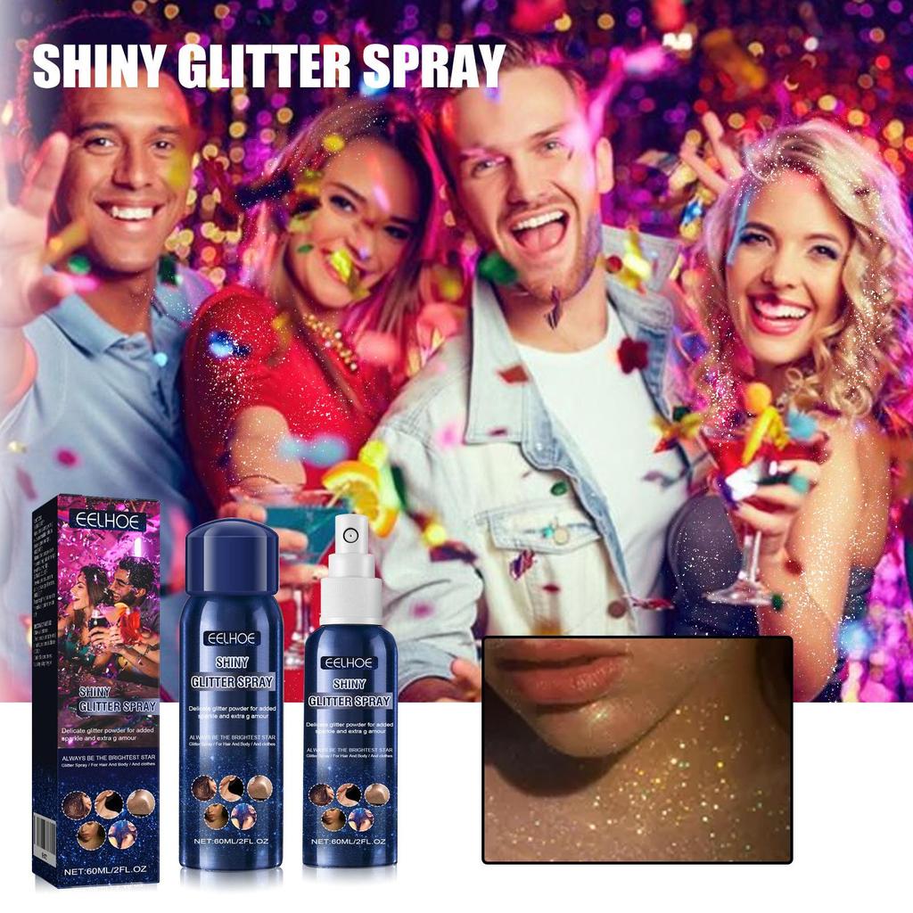 Party Glitter Hair Spray Multi-Purpose Body and Face Fine Mist Shimmering Shine Flakes
