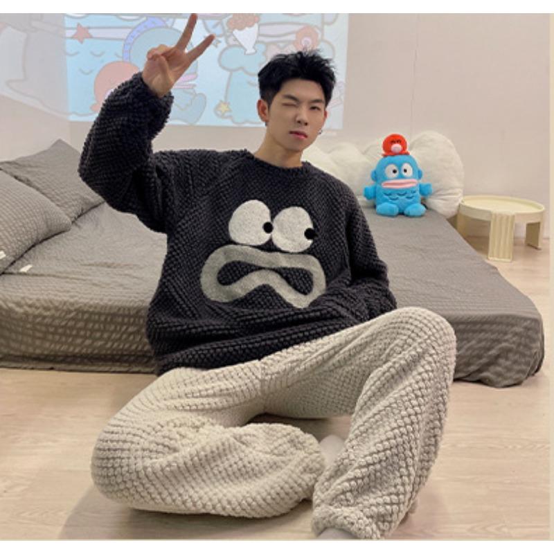 Фланелевая пижама Зимняя парная Теплая Пуловер Женская Теплая Коралловый флис Студенческая Повседневная Утолщенная Милая Домашняя одежда