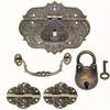 5-Piece Vintage Lock & Hinge Set With Carry Handle - Antique Bronze Finish, Includes Screws For Easy Installation